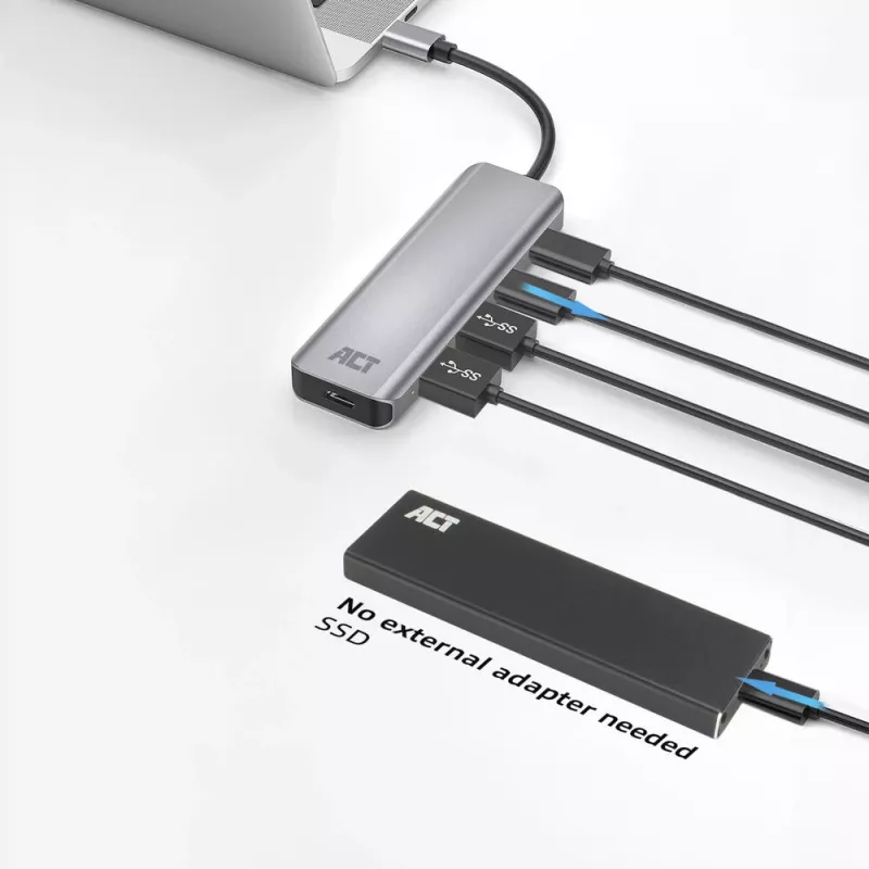ACT AC7072 USB 3.2 Gen 1 Type-C šakotuvas 5000 Mbit/s juodas pilkas