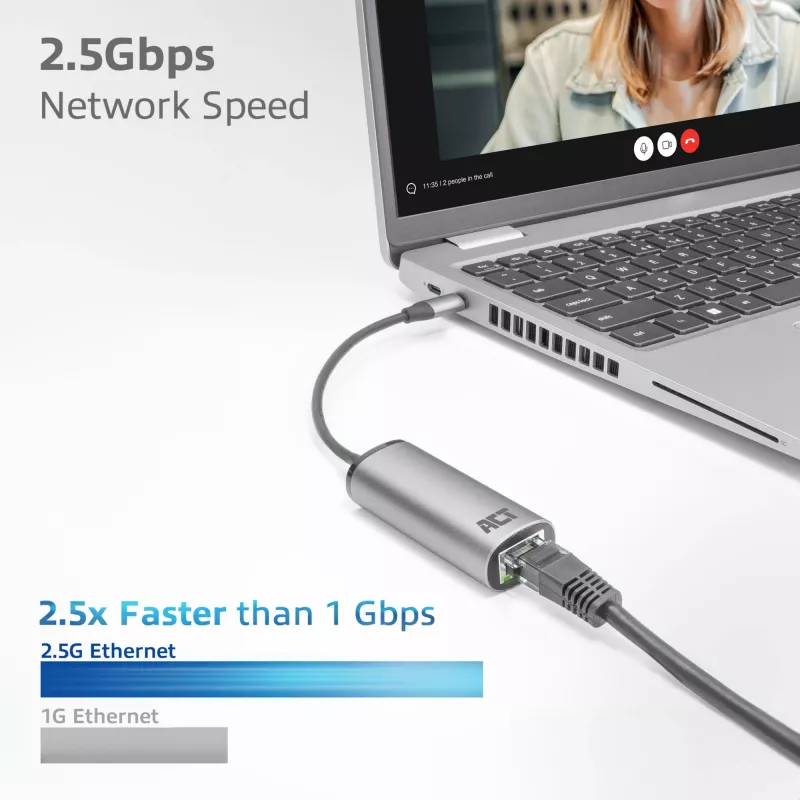 USB šakotuvas ACT AC7081 Type-C 2500 Mbit/s aliuminis