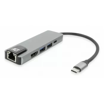 ACT USB-C 4K dokavimo stotelė, skirta 1 HDMI monitoriui, eternetui, USB-A, PD perdavimui