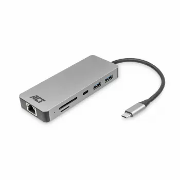 ACT USB-C 4K prijungimo stotelė 1 HDMI monitoriui, Ethernet, USB-C, USB-A, kortelių skaitytuvas ir PD pralaidumas