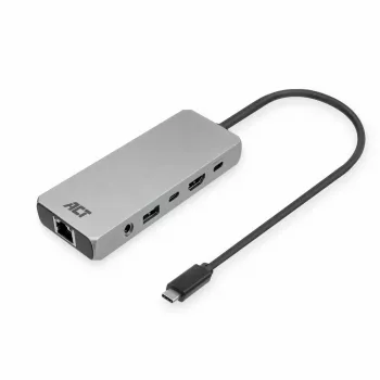 ACT USB-C 4K / 8K 30Hz dokavimo stotelė 1 HDMI monitoriui, 2.5 Gigabit eternetas, USB-C 10Gbps, USB-A 10Gbps, 3.5mm garsas, PD perdavimas