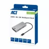 ACT USB-C 4K / 8K 30Hz dokavimo stotelė 1 HDMI monitoriui, 2.5 Gigabit eternetas, USB-C 10Gbps, USB-A 10Gbps, 3.5mm garsas, PD perdavimas