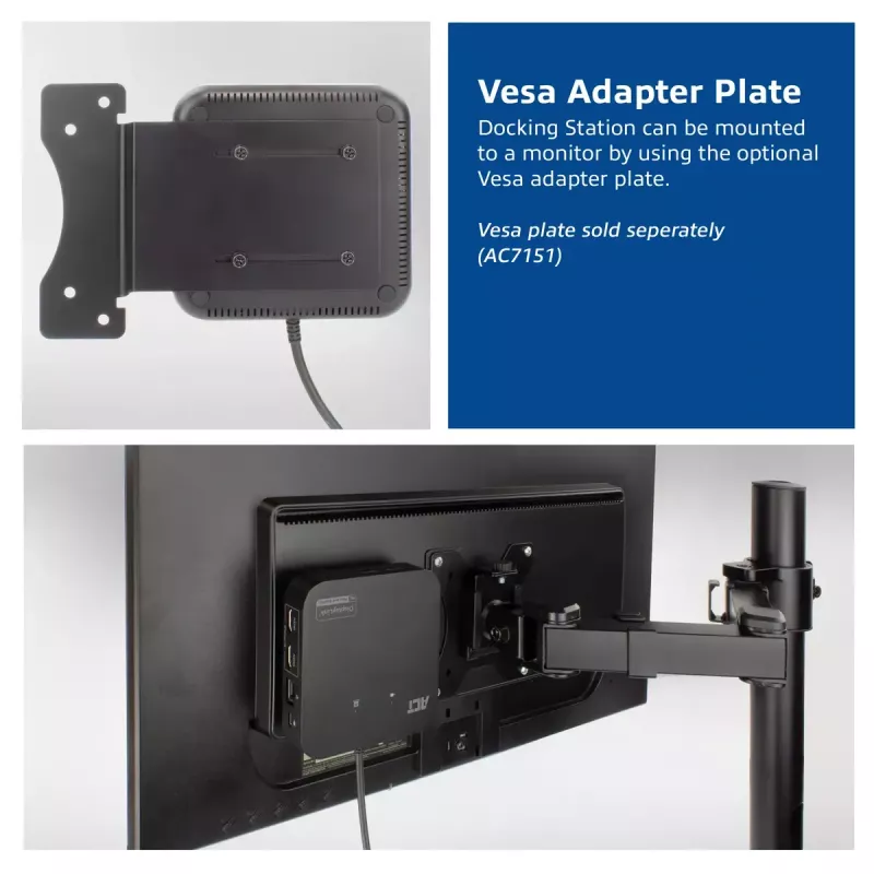 ACT universali USB-C dokų stotelė 4K, skirta 2 HDMI/DisplayPort monitoriams, DisplayLink, kompaktiškas dizainas