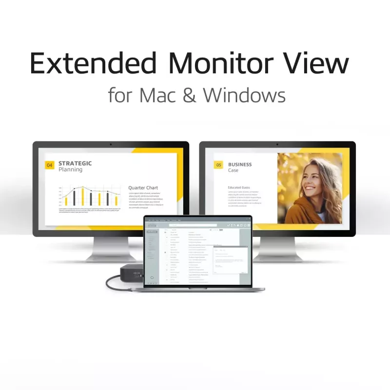 ACT universali USB-C dokų stotelė 4K, skirta 2 HDMI/DisplayPort monitoriams, DisplayLink, kompaktiškas dizainas