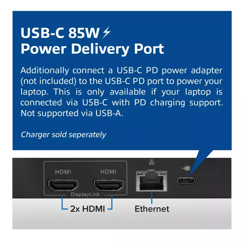 ACT universali USB-C dokų stotelė 4K, skirta 2 HDMI/DisplayPort monitoriams, DisplayLink, kompaktiškas dizainas