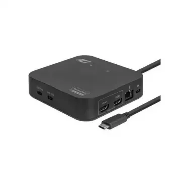ACT universali USB-C dokų stotelė 4K, skirta 2 HDMI/DisplayPort monitoriams, DisplayLink, kompaktiškas dizainas