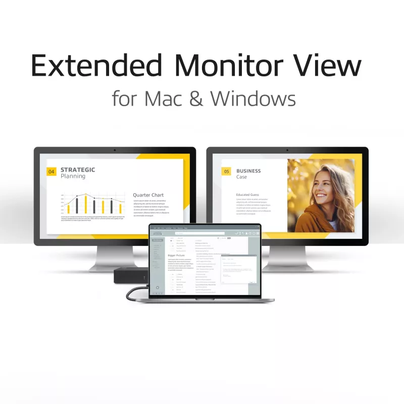 ACT USB-C dokavimo stotelė 4K, skirta 2 HDMI arba DisplayPort monitoriams, DisplayLink