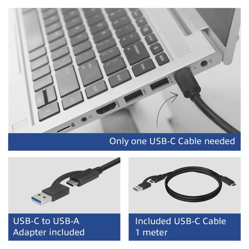 ACT USB-C dokavimo stotelė 4K, skirta 2 HDMI arba DisplayPort monitoriams, DisplayLink