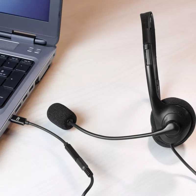 Garso kabelis ACT AC7380 0,11 m 3,5 mm lizdas USB Type-C kištukas juodas