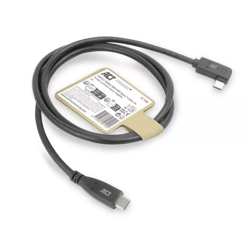 ACT USB 3.0 kampinis kabelis USB-C 1 metras 5 Gbit/s juodas