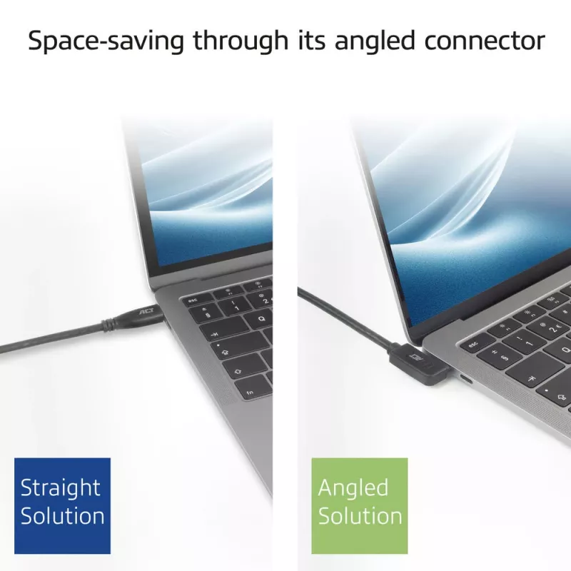 ACT USB 3.0 kampinis kabelis USB-C 2 metrai 5 Gbit/s Juoda