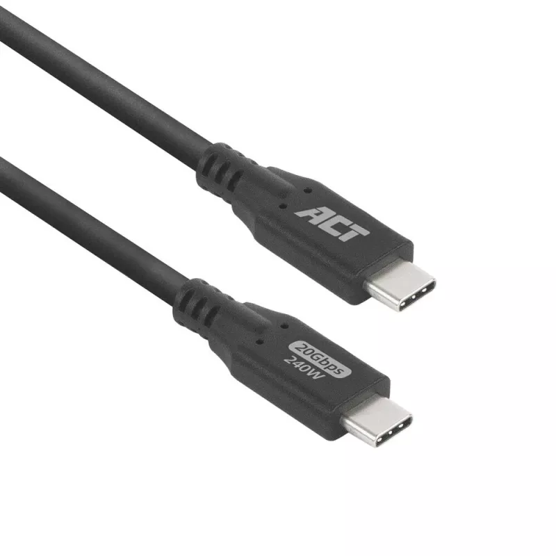 ACT USB4 20Gbps 240W USB Type-C kabelis 0,5 m juodas