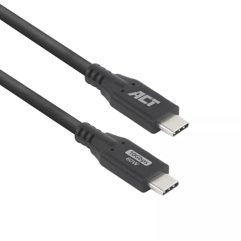 ACT USB 3.0 10Gbps 60W USB Type-C laidas 0,5 m juodas