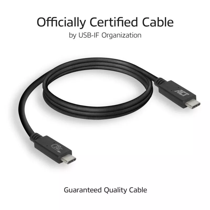 ACT USB4® 40Gbps 240W USB Type-C® laidas, USB-IF sertifikuotas, 0,8 metro