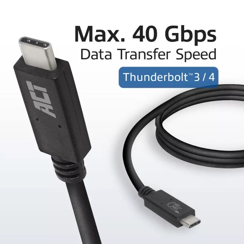 ACT USB4® 40Gbps 240W USB Type-C® laidas, USB-IF sertifikuotas, 0,8 metro