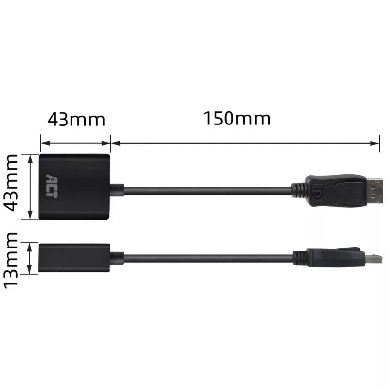 ACT DisplayPort kištukinis – DVI lizdinis adapteris 0,15 m AC7510