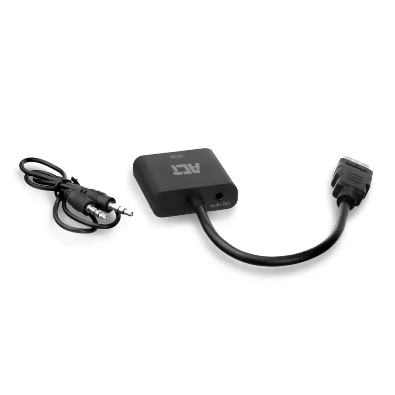 ACT 0,15 metro, HDMI-A kištukas į VGA lizdą adapteris, su garsu