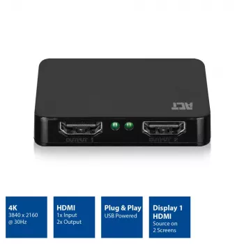 ACT 4K HDMI 1.4 skirstytuvas 2 prievadai 3840 x 2160 pikselių juodas