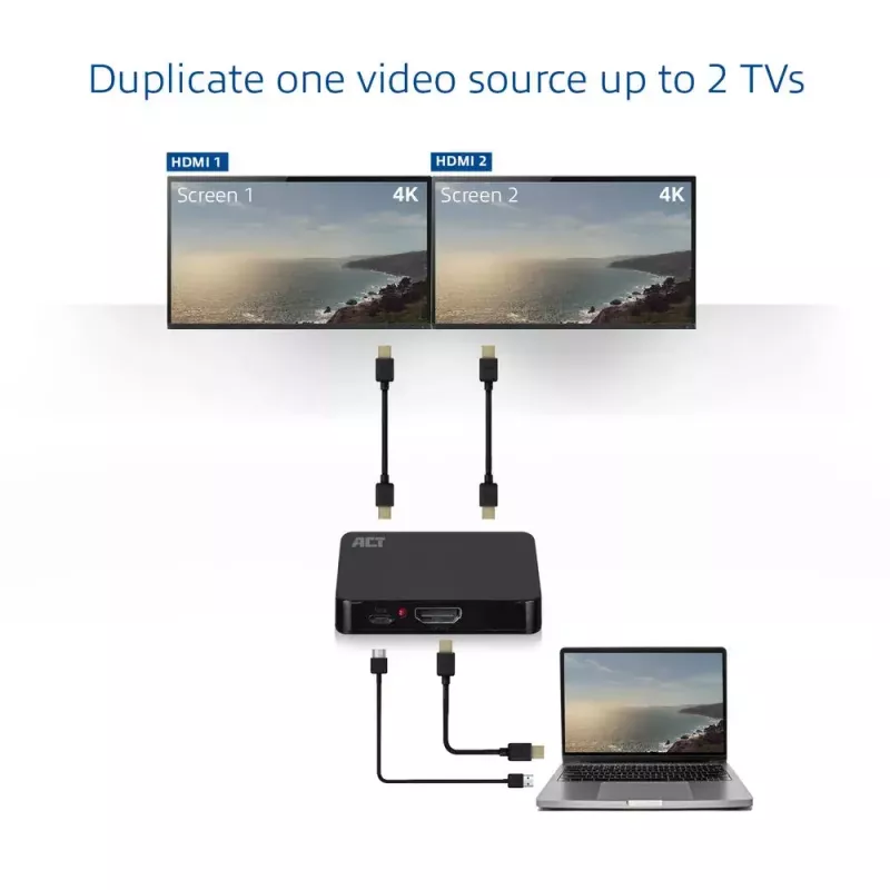 ACT 4K HDMI 1.4 skirstytuvas 2 prievadai 3840 x 2160 pikselių juodas