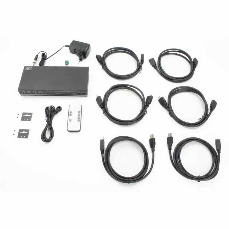 ACT 2 prievadų dvigubas HDMI 4K@60Hz KVM jungiklis, USB 3.2 Gen1 (USB 3.0)