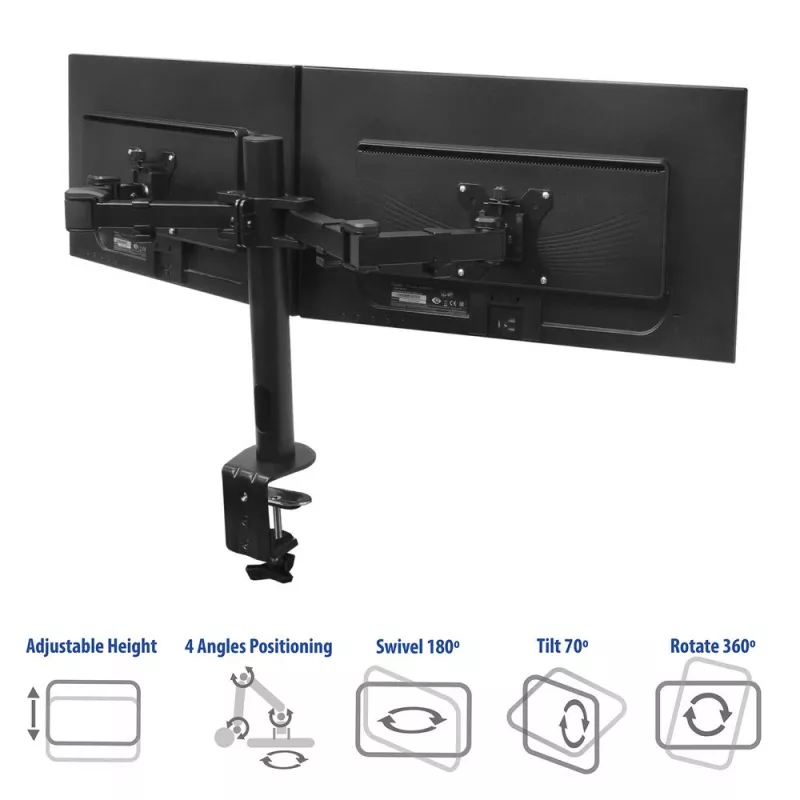 ACT Dviejų monitorių laikiklis biurui solid pro Spaustuvas / Varžtinis tvirtinimas 12 kg 10-32 col.