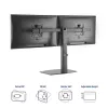 ACT monitoriaus stovas 27 inch biurui, laisvai stovintis su dujine spyruokle, skersiniu, 2 monitoriams