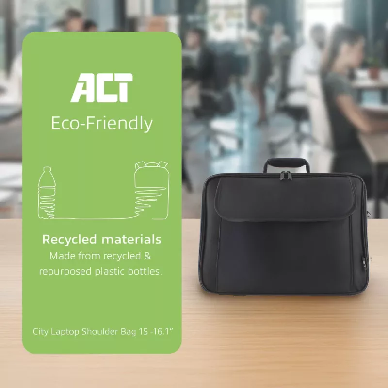 ACT Office peties krepšys nešiojamiesiems kompiuteriams iki 16,1 colio, pagamintas iš perdirbtų plastikinių butelių