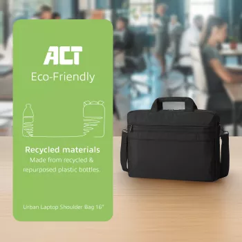 ACT Urban peties krepšys nešiojamiesiems kompiuteriams iki 16 colių, pagamintas iš perdirbtų plastikinių butelių