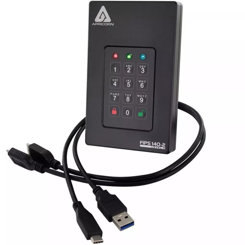 HDD Apricorn 2 TB USB Type-A į USB Type-C Aegis Fortress L3