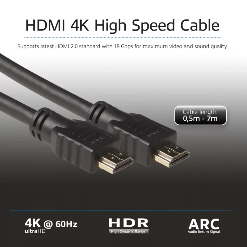 ACT 3 metrų didelės spartos laidas v2.0 HDMI-A kištukas - HDMI-A kištukas (AWG30)