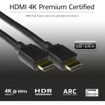 ACT 1 metro HDMI High Speed premium sertifikuotas kabelis v2.0 HDMI-A kištukas - HDMI-A kištukas