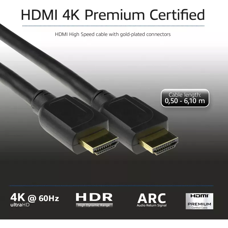 ACT 2 metrų HDMI didelės spartos aukščiausios kokybės sertifikuotas laidas v2.0 HDMI-A kištukas - HDMI-A kištukas