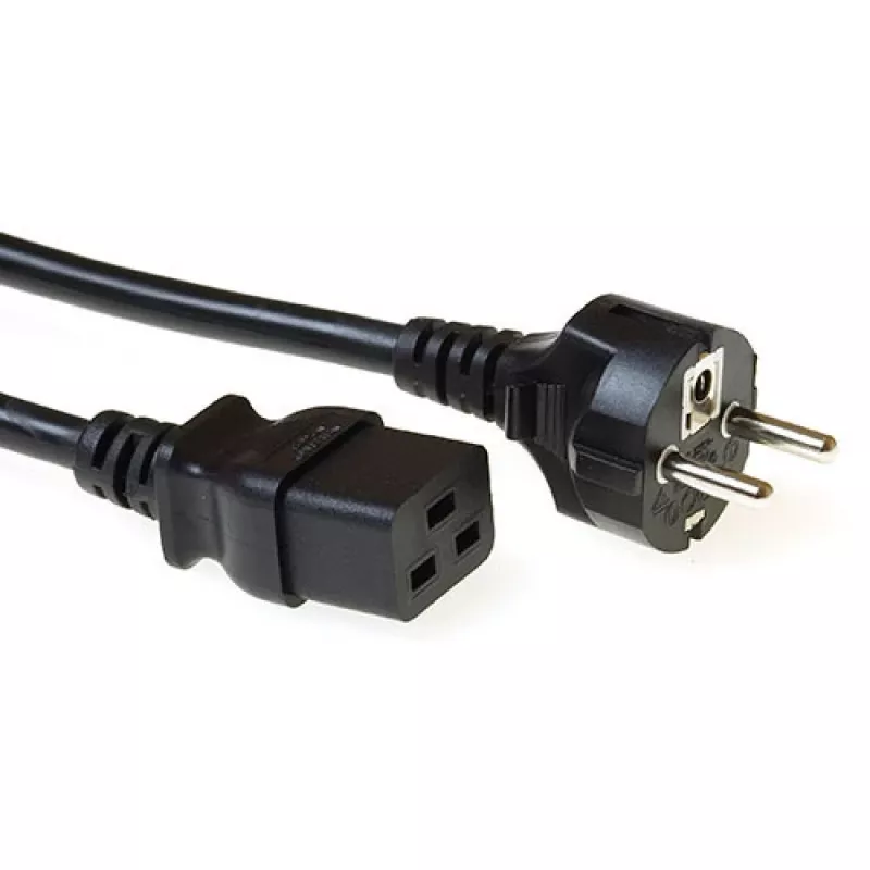 ACT Powercord maitinimo laidas, kištukas CEE 7/7 vyriškas (tiesus) - C19, juodas, 1 m