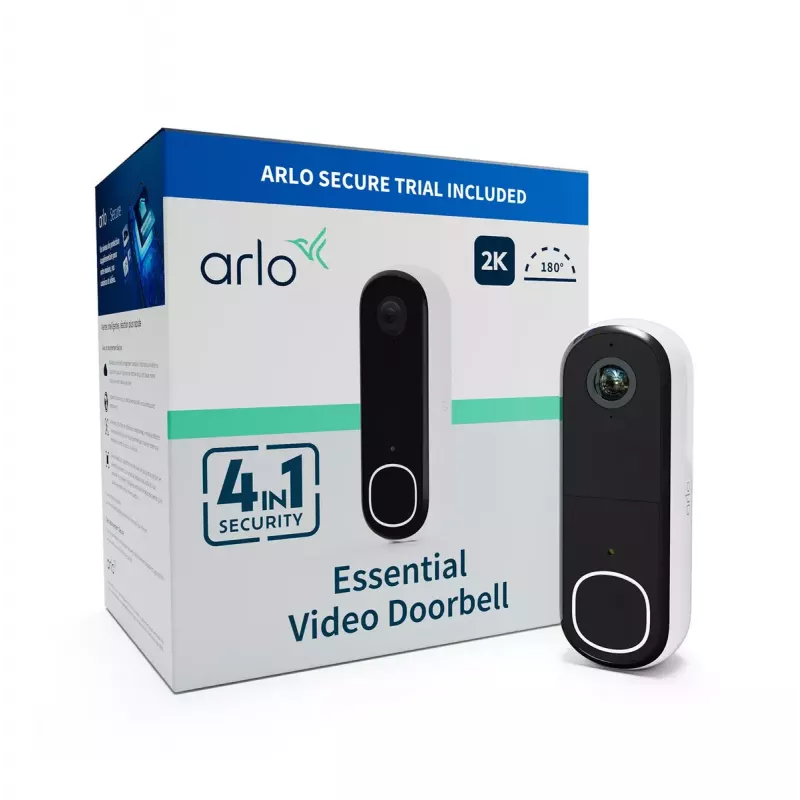 Vaizdo durų skambutis Arlo Essential 2K baltas 1944p 180° matymo laukas