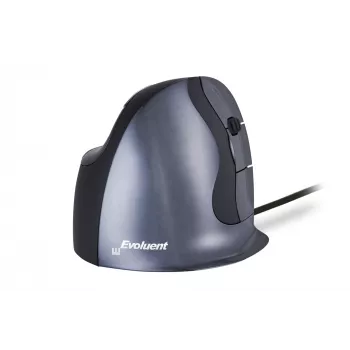 BakkerElkhuizen Evoluent D Didelis, Dešinei rankai, Vertikalus dizainas, Lazerinis, USB Type-A, 3200 DPI, Juoda, Pilka, Sidabrinė
