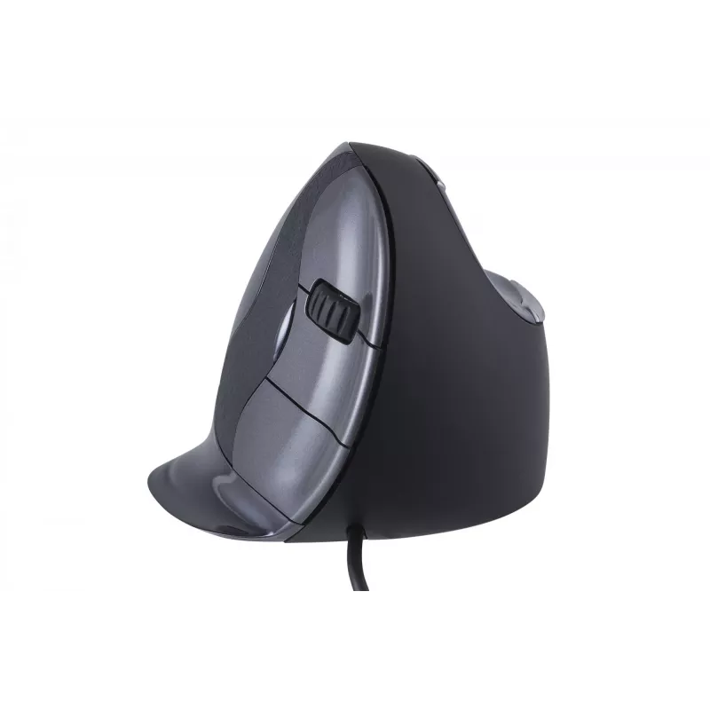 BakkerElkhuizen Evoluent D Didelis, Dešinei rankai, Vertikalus dizainas, Lazerinis, USB Type-A, 3200 DPI, Juoda, Pilka, Sidabrinė