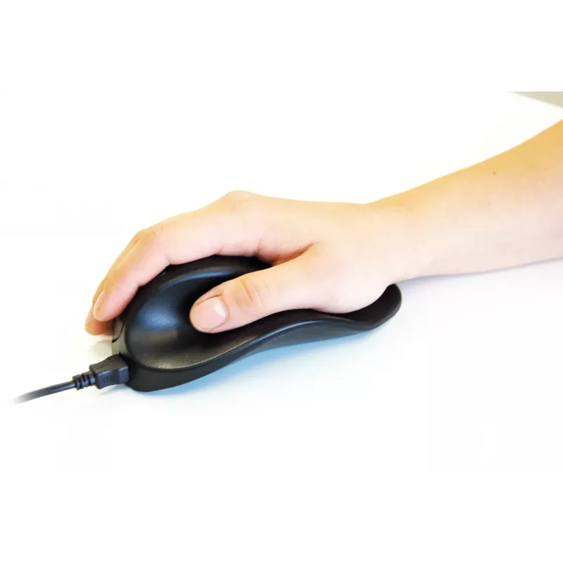 BakkerElkhuizen HandShoeMouse Large, dešinei rankai, optinis, USB Type-A, 1000 DPI, juoda
