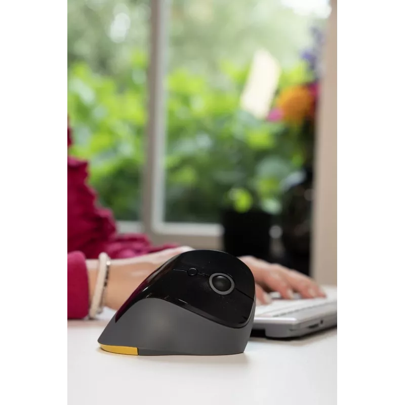 BakkerElkhuizen PRF Mouse Wireless tamsiai pilka, dešinei rankai, vertikalus dizainas, optinis, RF belaidis, 1600 DPI, juoda, pilka