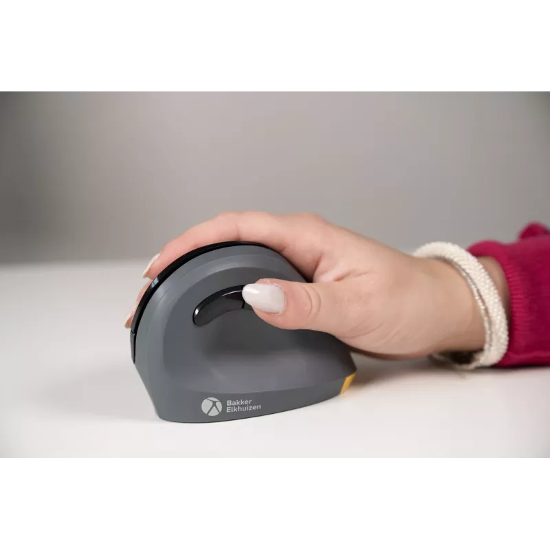 BakkerElkhuizen PRF Mouse Wireless tamsiai pilka, dešinei rankai, vertikalus dizainas, optinis, RF belaidis, 1600 DPI, juoda, pilka