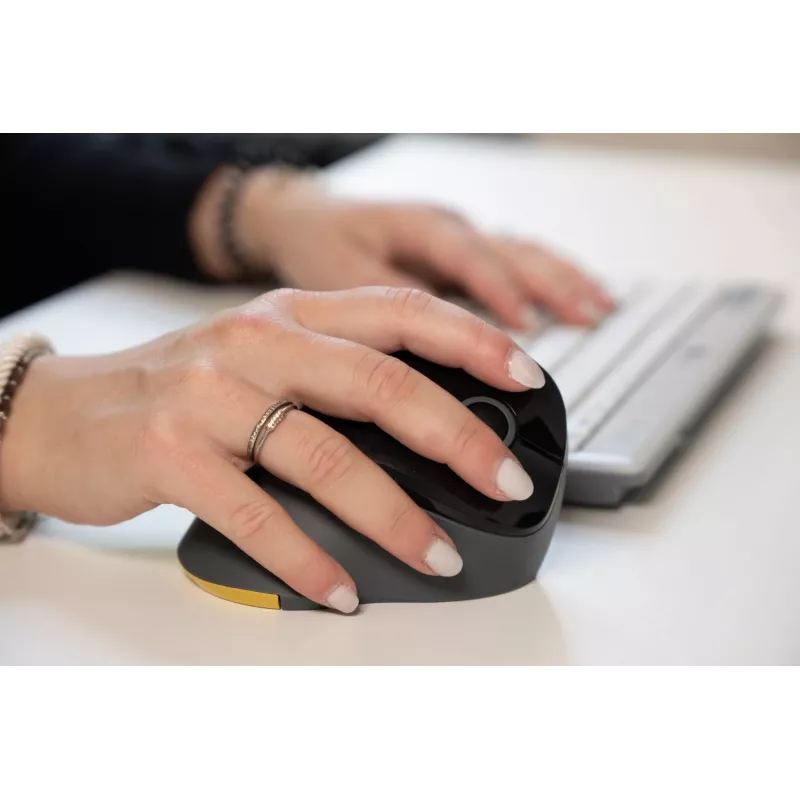BakkerElkhuizen PRF Mouse Wireless tamsiai pilka, dešinei rankai, vertikalus dizainas, optinis, RF belaidis, 1600 DPI, juoda, pilka