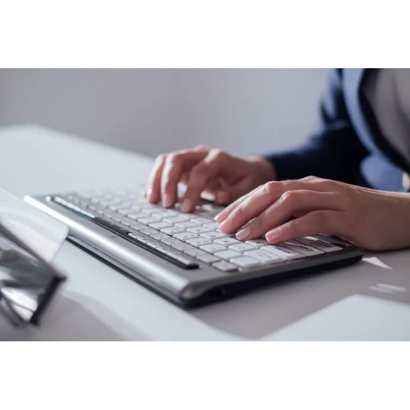 BakkerElkhuizen S-Board 840 DE Qwertz, Tenkeyless (80 - 87%), laidinis, USB, žirklinis jungiklis, QWERTZ, šviesiai pilka, balta