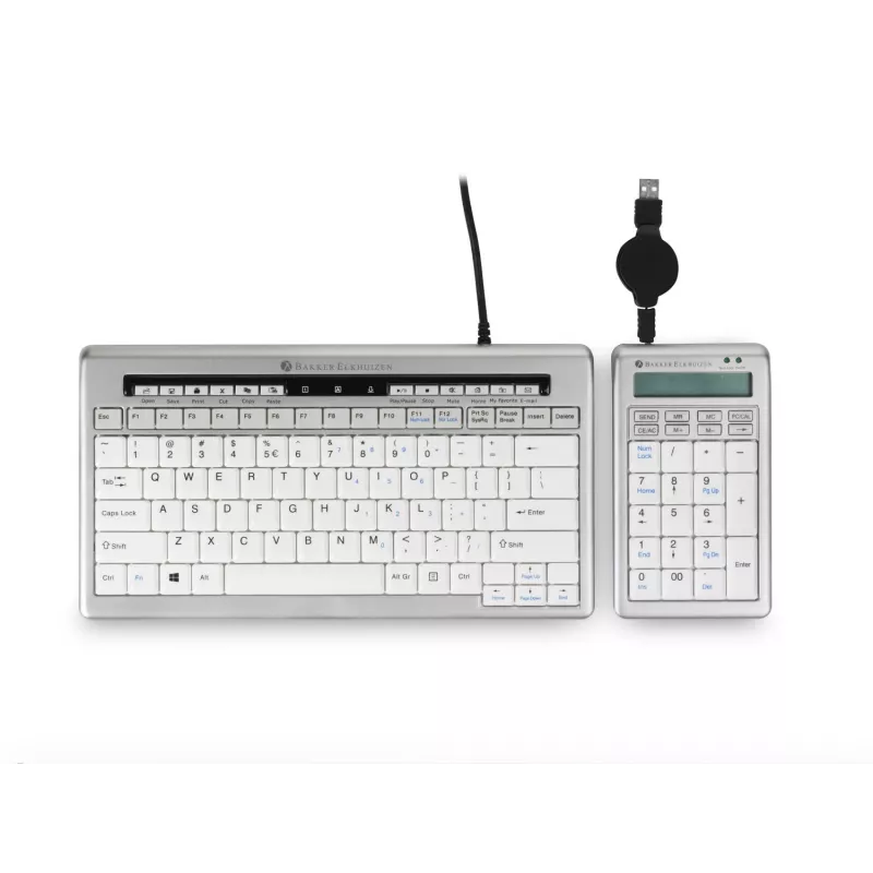 BakkerElkhuizen S-board 840 skaitmeninė klaviatūra, USB, PC, 1,2 m, šviesiai pilka, balta