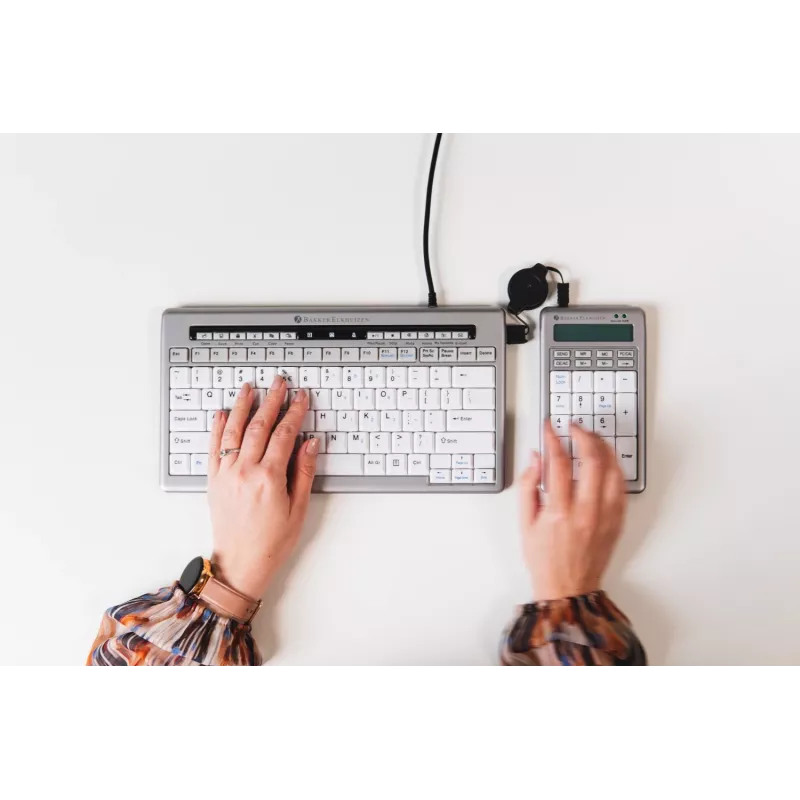 BakkerElkhuizen S-board 840 skaitmeninė klaviatūra, USB, PC, 1,2 m, šviesiai pilka, balta