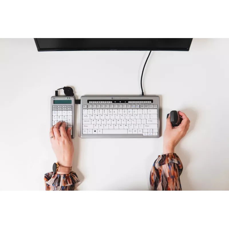 BakkerElkhuizen S-board 840 skaitmeninė klaviatūra, USB, PC, 1,2 m, šviesiai pilka, balta