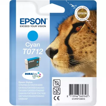 Epson Cheetah vienos pakuotės žalsvai mėlynas T0712 DURABrite Ultra rašalas, žalsvai mėlynas, 1 vnt.