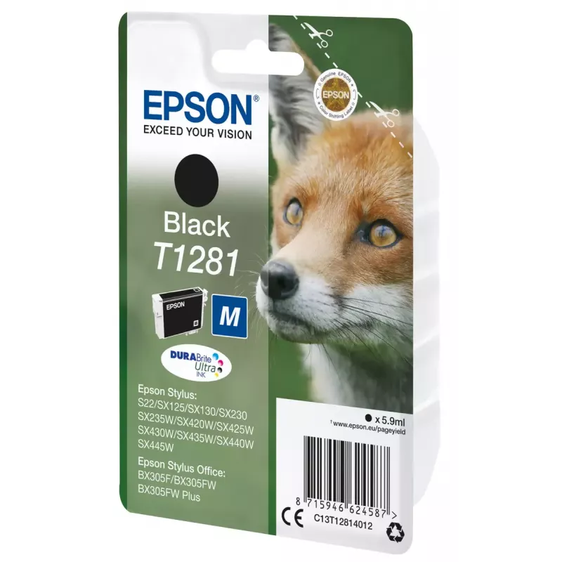 Epson T1281 Fox vienetinis rašalo kasetės paketas, juoda