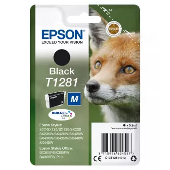 Epson T1281 Fox vienetinis rašalo kasetės paketas, juoda