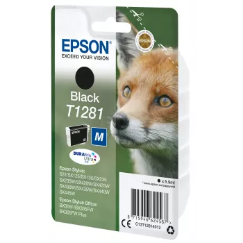 Epson Fox Singlepack Juoda T1281 DURABrite Ultra rašalas, juodas, pigmentinis rašalas, 5,9 ml, 1 vnt.