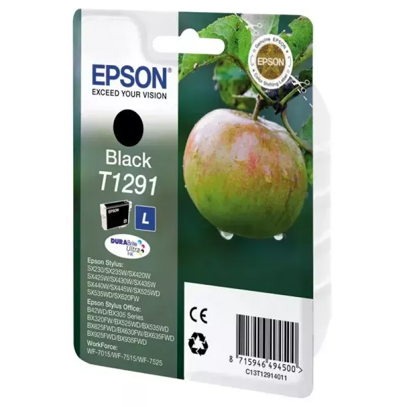 Rašalo kasetė Epson T1291 DURABrite Ultra — juodas pigmentinis vienetinis paketas, 1 vnt.