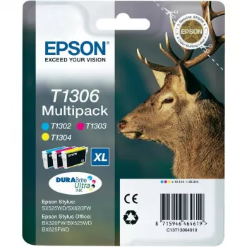 Epson Stag Multipack 3-spalvų T1306 DURABrite Ultra rašalas, žydra, purpurinė, geltona, pigmentinis rašalas, 1 vnt., kelių dalių pakuotė